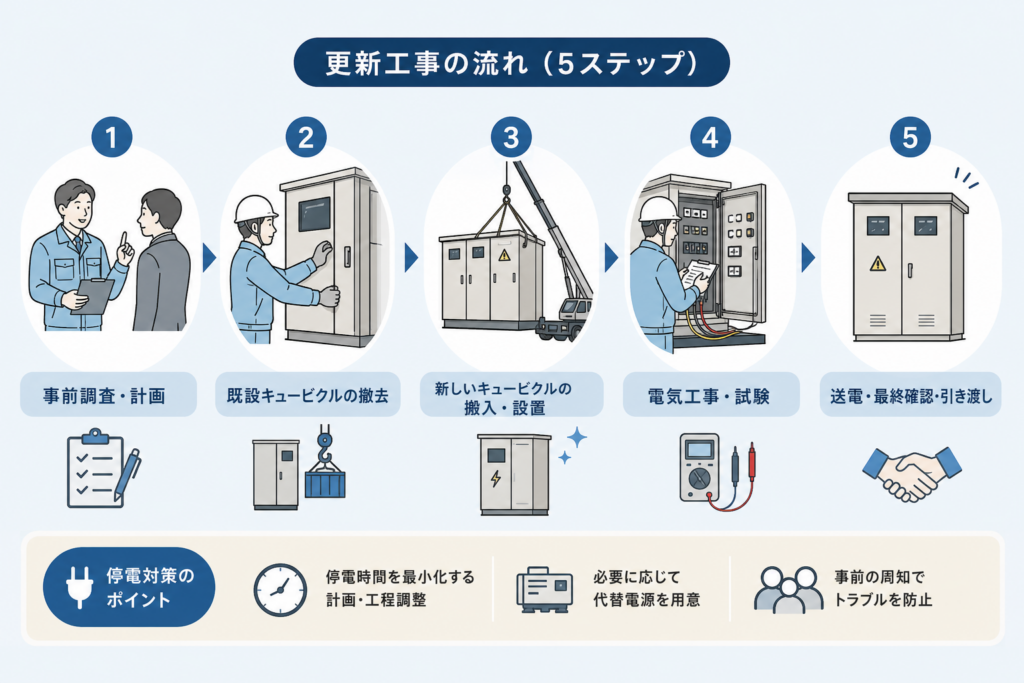 キュービクルの更新工事はどんな流れ?期間や停電対策を丸わかり!