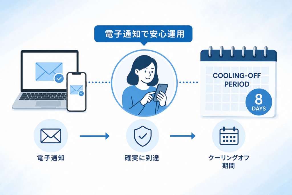 クーリングオフの新ルールと電子通知の最適運用を事例で一発理解！