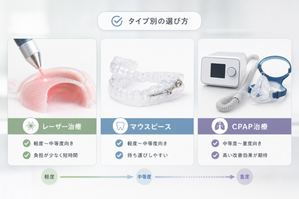 レーザー・マウスピース・CPAP…どれが誰向き？プロが現場でしている線引き