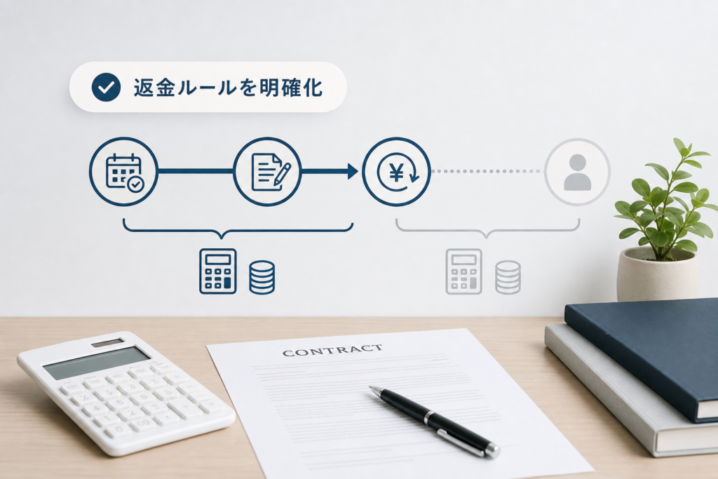 中途解約の返金計算や条文設計で絶対にもめない運用ナビ