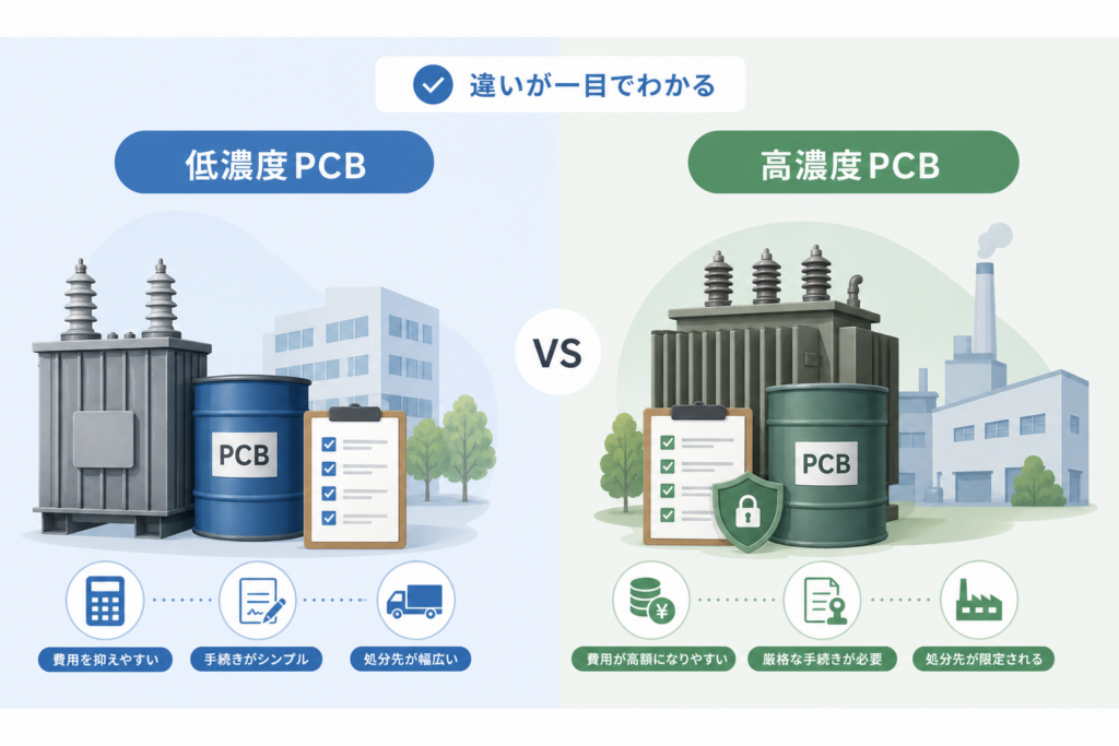 低濃度PCBと高濃度PCBで費用も手続きもこう違う!知って安心の違い早わかり