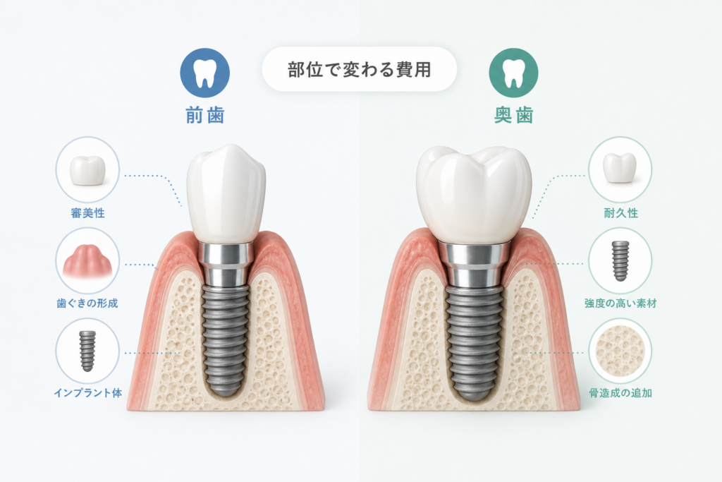 前歯と奥歯でインプラントの費用や自由診療内訳はどう変わる？ポイント徹底解説