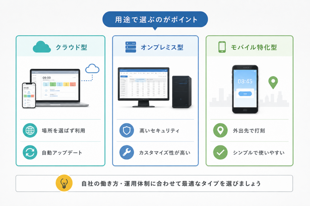 勤怠管理システムのタイプを用途別で比較！中小企業にベストな選び方とは