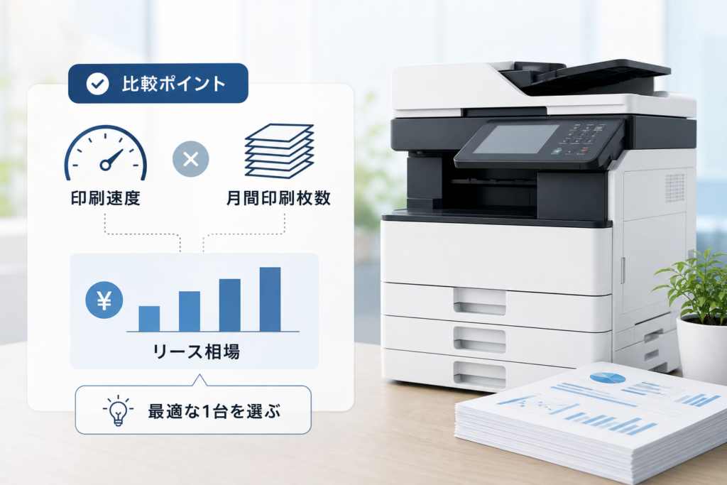 印刷速度と月間印刷枚数で最新OA機器リース相場一覧を徹底比較！失敗しない選び方