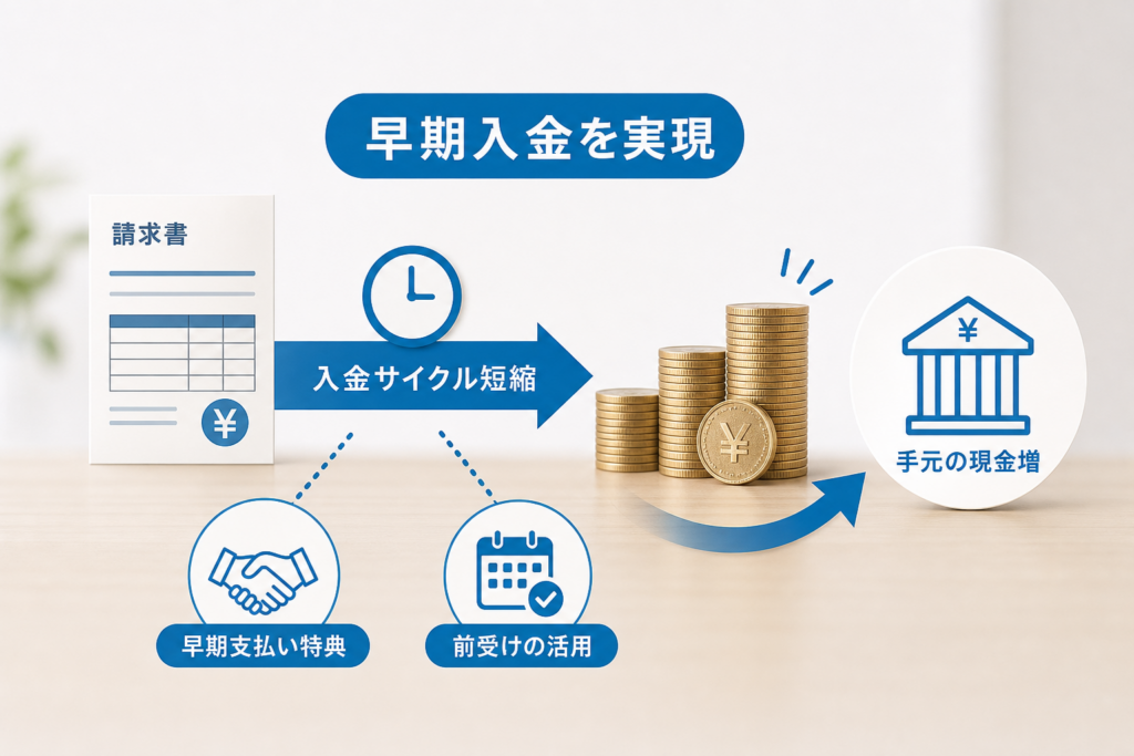 早期支払いインセンティブと前受けの活用で入金サイクル短縮！現金が今すぐ手元に