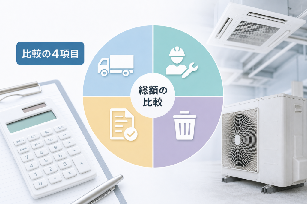 業務用エアコンの処分費用は4つの項目を比較して総額を正しくつかもう
