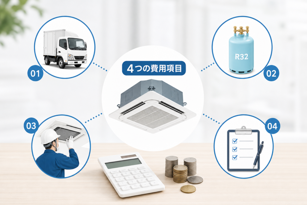 業務用エアコンの処分費用は4つの項目を比較して総額を正しくつかもう