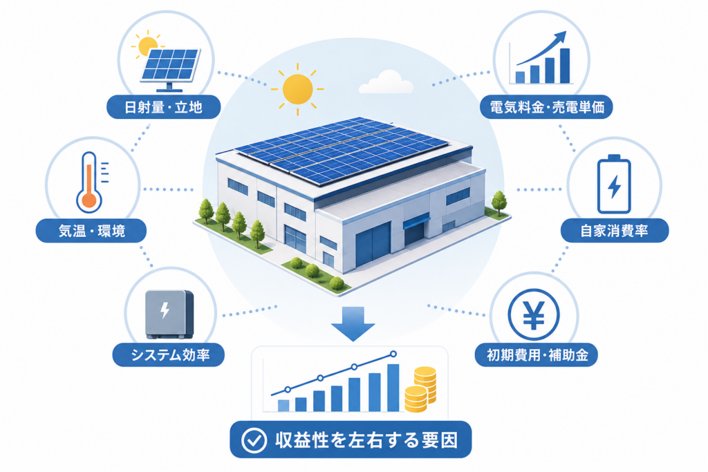 業務用太陽光発電で発電量や収入はどう決まる？シミュレーション収益性を左右する主要パラメータ解説