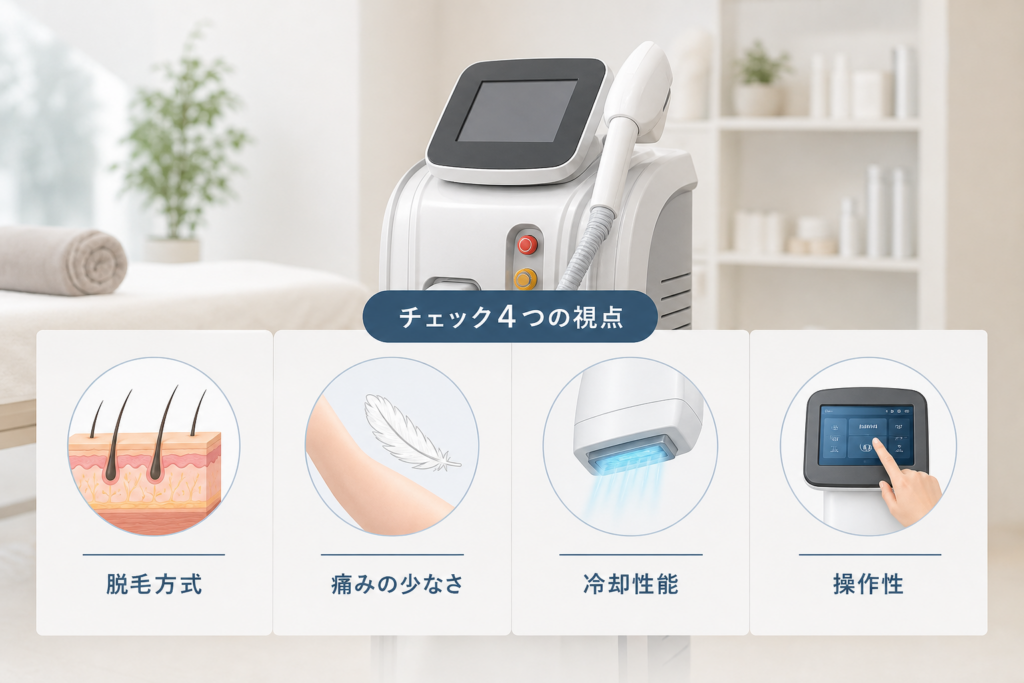 業務用脱毛機の選び方を徹底攻略！脱毛方式・痛み・冷却・操作性で見極めるポイント