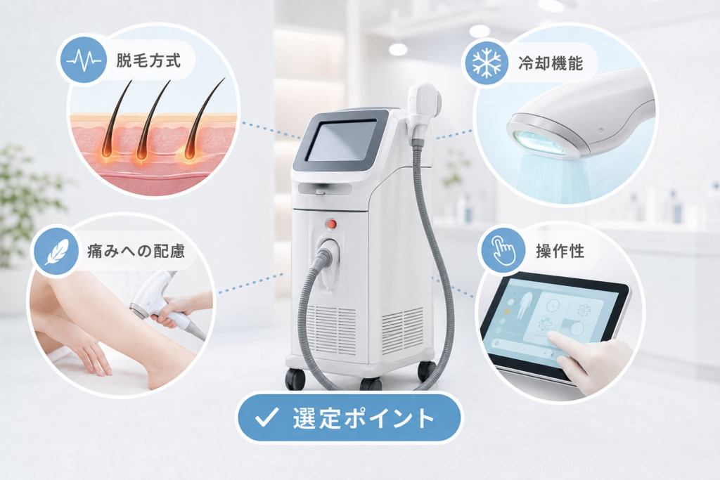 業務用脱毛機の選び方を徹底攻略！脱毛方式・痛み・冷却・操作性で見極めるポイント