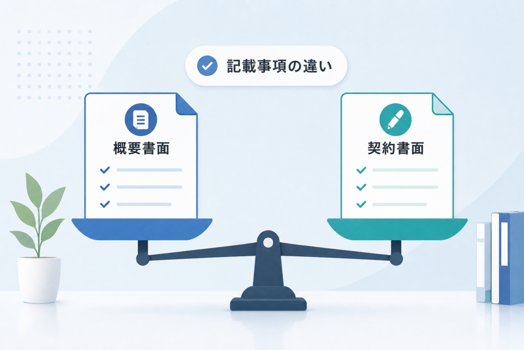 概要書面と契約書面で知っておくべき特定商取引法における役務提供の記載事項の違い