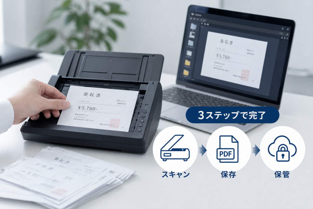 紙でもらった領収書をスキャナ保存で楽々電子化するベスト手順