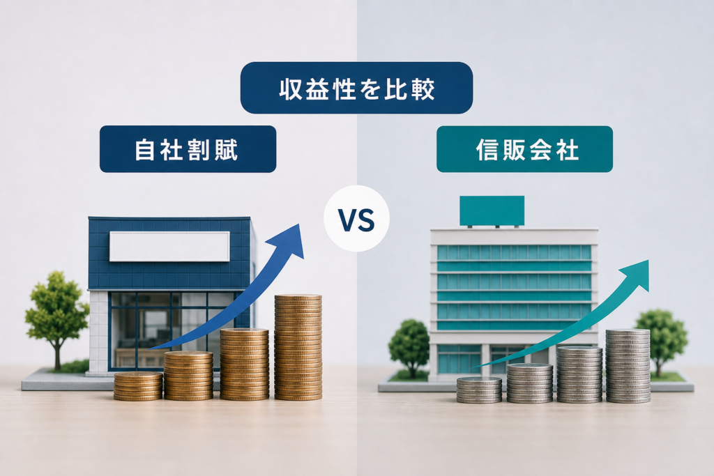自社割賦と信販会社をどっちが儲かるか数値で徹底比較