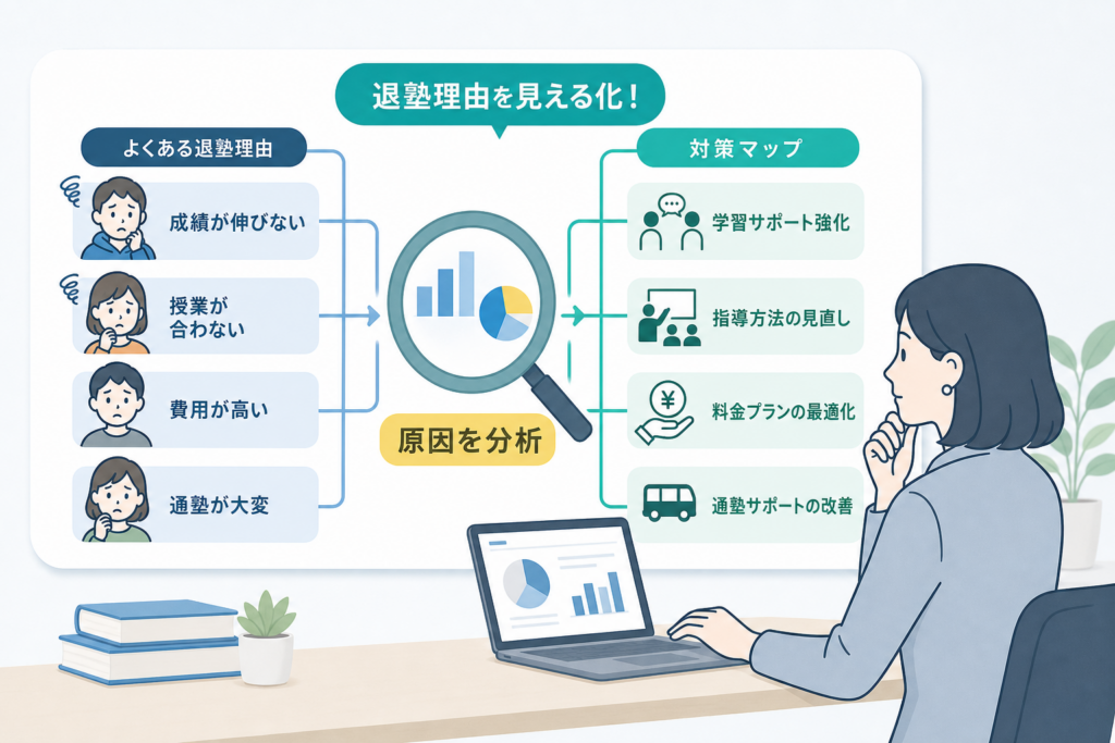 退塾理由を見える化!対策マップで学習塾の退会を真剣に防ぐ方法