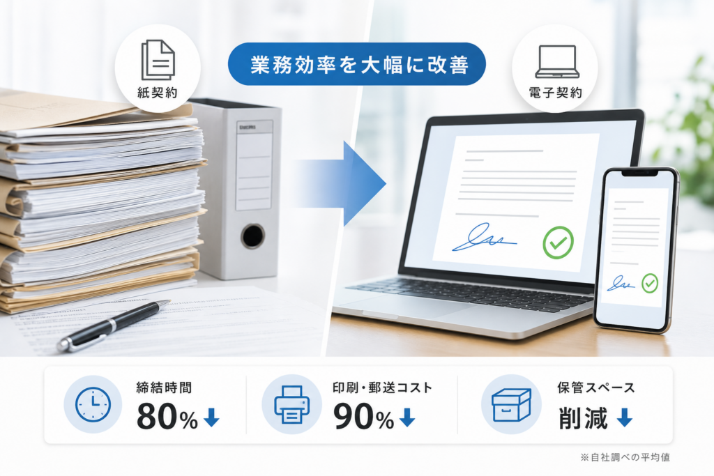 電子契約の導入がもたらすメリットを紙契約と比較して数字と実務で実感!