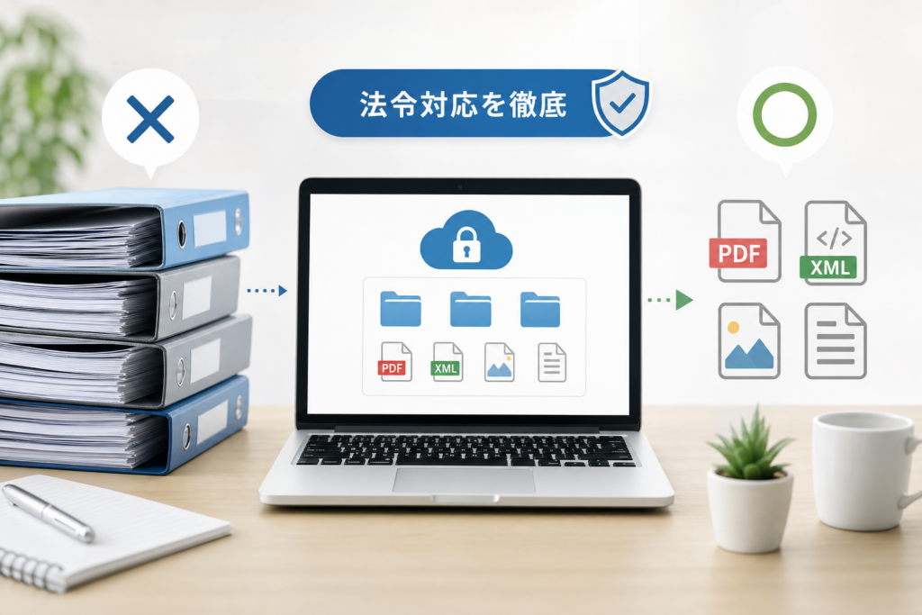 電子帳簿保存法にしっかり対応！保存形式やNG運用を具体例でチェック