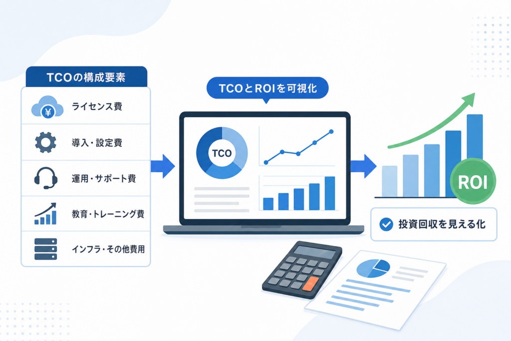 TCOやROIの計算でAI営業支援ツール導入費用を投資回収まで見える化