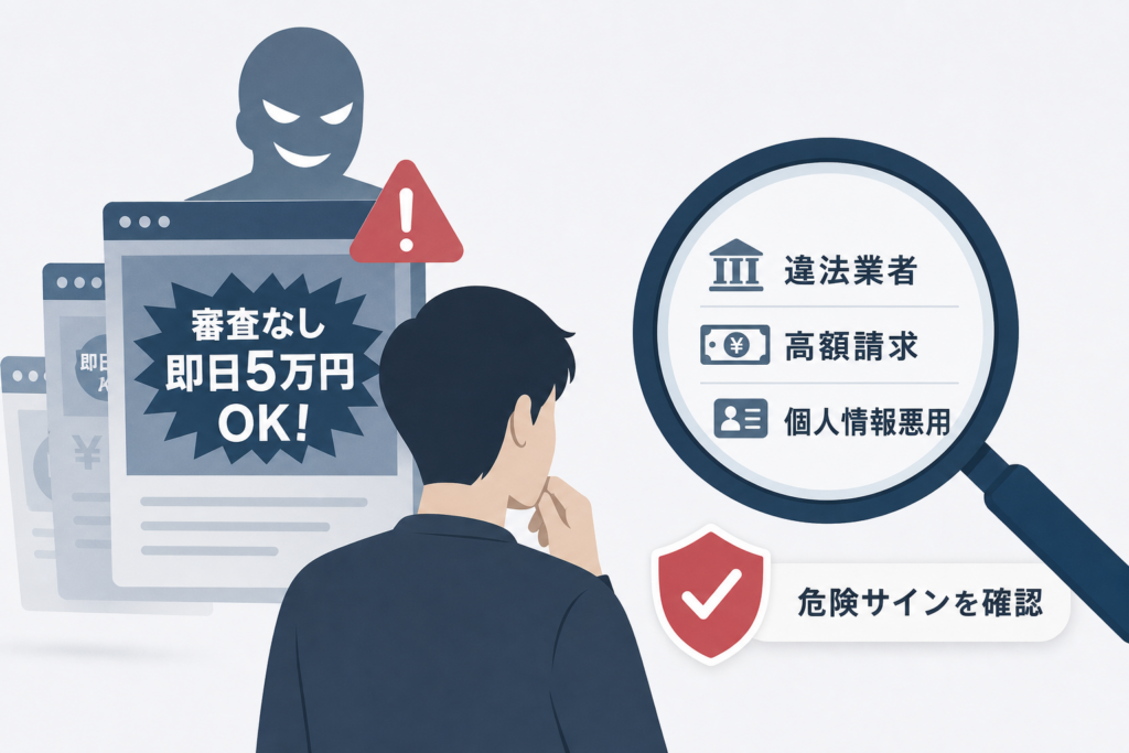 「審査なしで即日5万」を謳う危険な違法ルートと見分け方