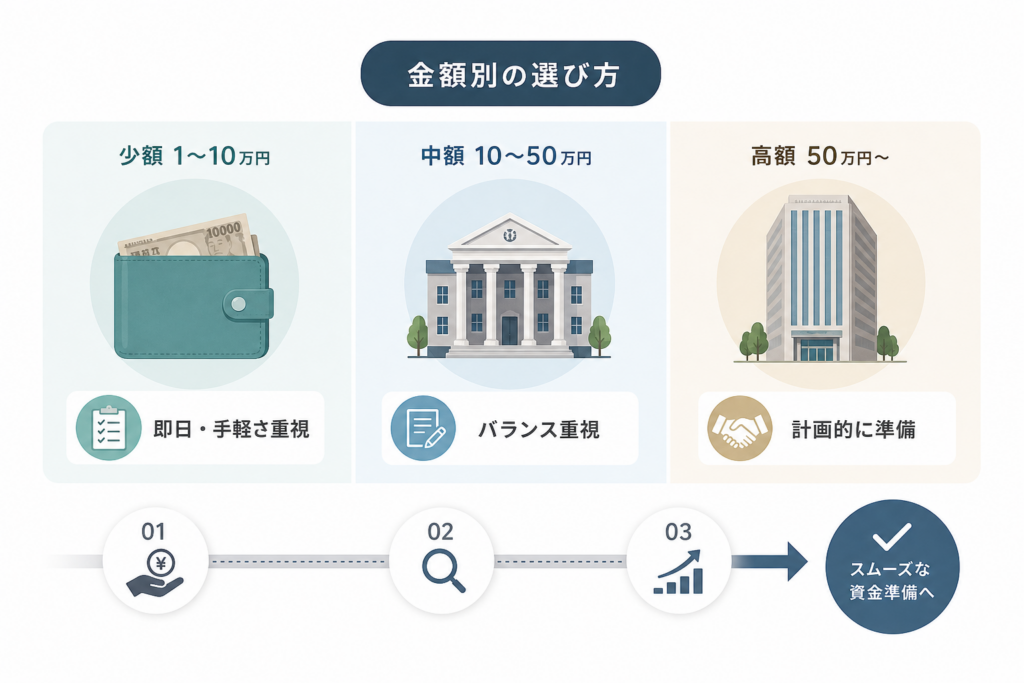 金額別・状況別の現実的な資金用意パターン（少額融資から）