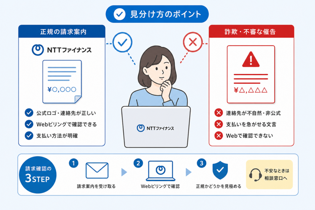 正規の請求案内と詐欺・不審な催告の見分け方