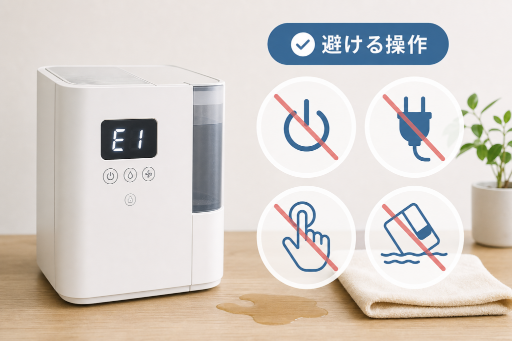 転倒・水漏れがあった場合に避ける操作
