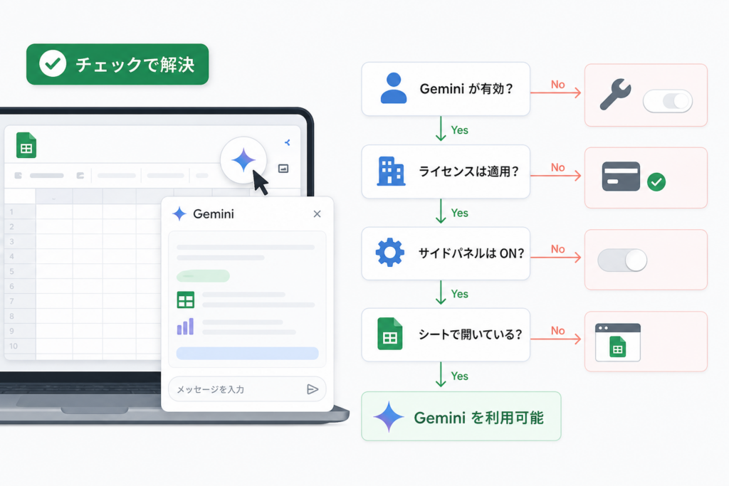 Geminiが表示されないときのYes/Noトラブルシューティング