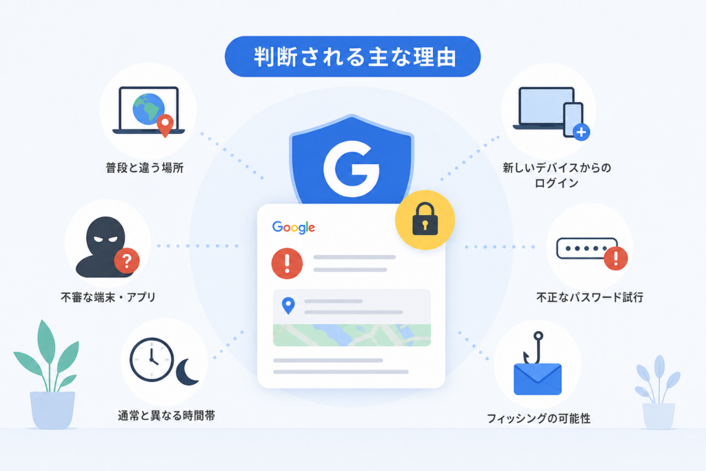 Googleが不審なアクティビティと判断する主な理由