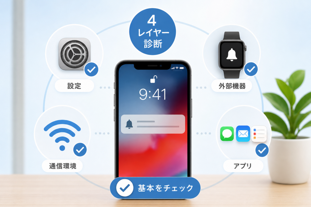 iPhoneで通知が届かないときの基本チェック