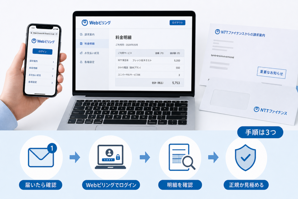 Webビリングを使った請求案内と料金明細の確認手順